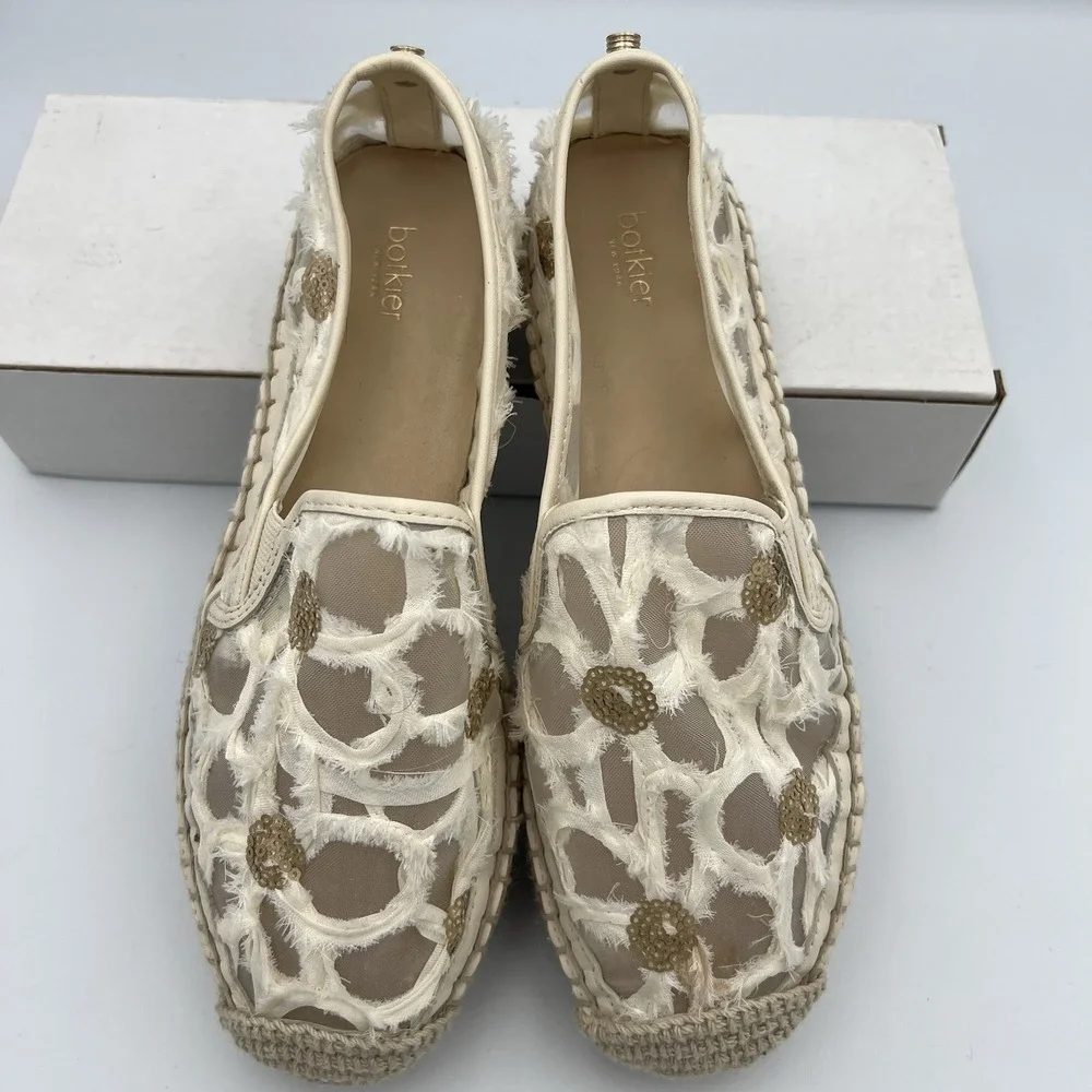NEW Botkier Sara Lace New York Espadrille Platform Flat Pink Womens Size 7.5M